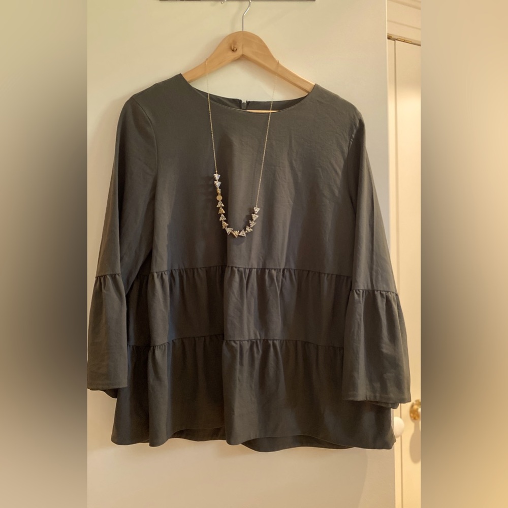 COS tiered green blouse